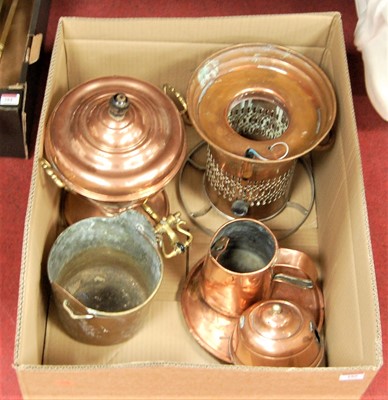 Lot 185 - A box of miscellaneous metalware to include...