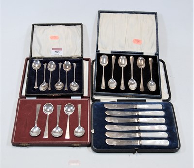 Lot 285 - A cased set of silver teaspoons, Sheffield...