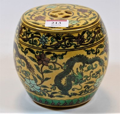 Lot 213 - A reproduction Chinese stoneware barrel, the...