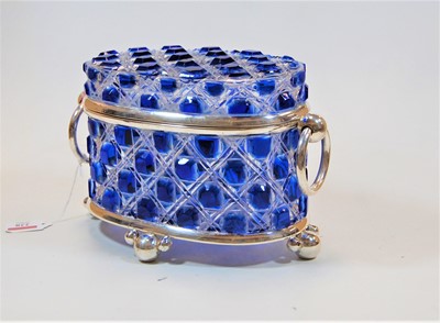 Lot 228 - A clear and blue tinted cut glass casket and...