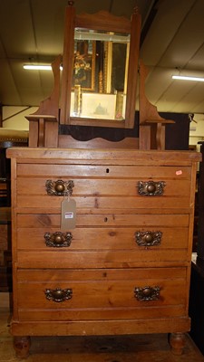 Lot 1230 - An Edwardian pine swing mirror backed dressing...
