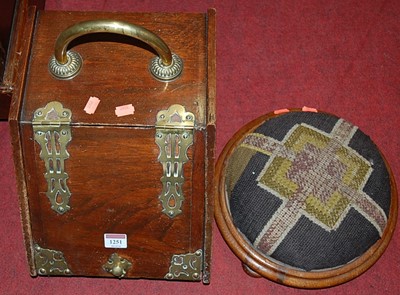 Lot 1251 - A late Victorian walnut and brass bound coal...