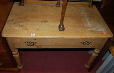 Lot 1256 - A Victorian pine round cornered single drawer...
