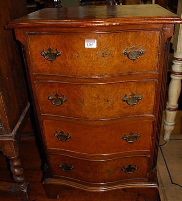 Lot 1263 - A reproduction figured walnut and crossbanded...