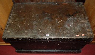 Lot 1286 - A 19th century stained pine hinged top tool...