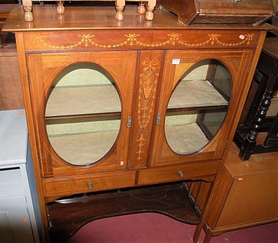 Lot 1313 - An Edwardian mahogany floral satinwood inlaid...