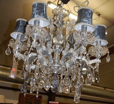 Lot 1321 - A contemporary cut crystal glass six light...