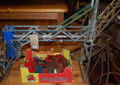 Lot 1333 - A Meccano scratch built crane, raised on stand,...