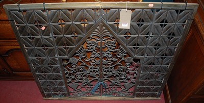 Lot 1349 - An Art Deco pierced brass window shutter,...