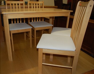 Lot 1365 - A contemporary rubberwood kitchen table and...
