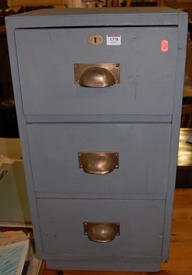 Lot 1378 - A grey painted three-drawer tool chest with...