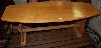 Lot 1384 - An early 20th century oak trestle end low...