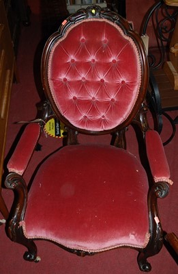 Lot 1386 - A pair of mid Victorian mahogany framed ladies...