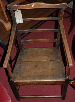 Lot 1387 - A provincial 19th century panelled seat ladder...