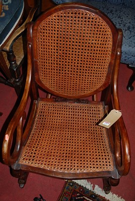 Lot 1390 - A 19th century mahogany cane back and seat...