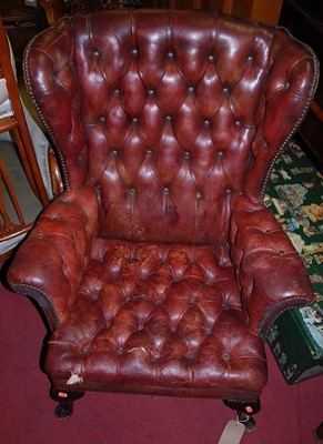 Lot 1408 - A tan leather button studded upholstered...