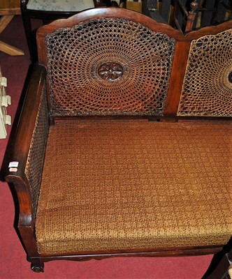 Lot 1410 - An early 20th century walnut and cane inset...