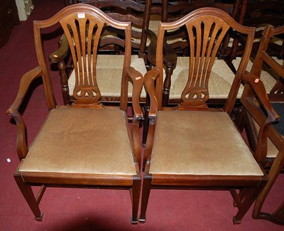 Lot 1414 - A set of six mahogany Hepplewhite style dining...