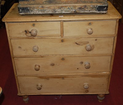 Lot 1416 - A Victorian pine round cornered chest of two...