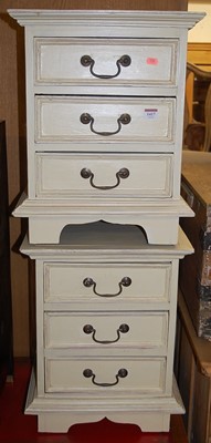 Lot 1417 - A pair of contemporary cream painted hard wood...