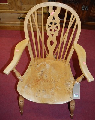 Lot 1449 - A contemporary burr elm and beech wheelback...