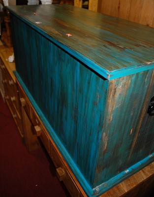 Lot 1451 - A contemporary turquoise painted hardwood...