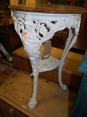 Lot 1453 - A white painted cast and pierced iron circular...
