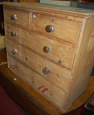Lot 1457 - A Victorian pine chest of two short over three...