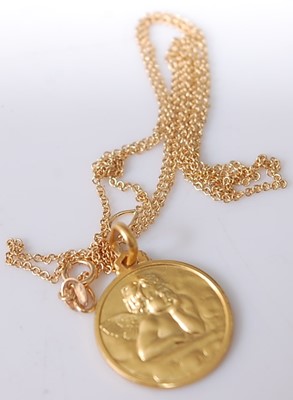 Lot 368 - A modern 18ct gold cherub pendant by Robinson...