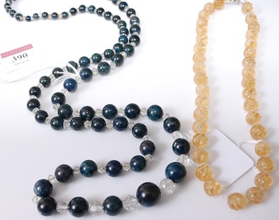 Lot 320 - A beaded hardstone and faceted crystal long...