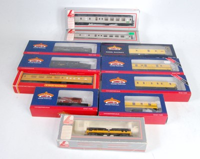 Lot 462 - Selection of 9 coaches and 2 wagons, all in a...