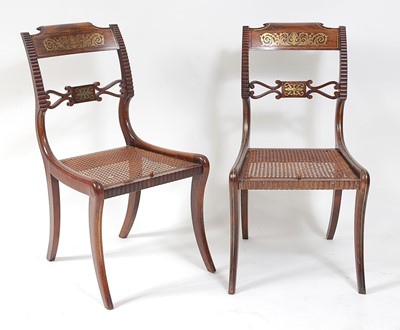 Lot 1495 - A pair of Regency rosewood and brass inlaid...