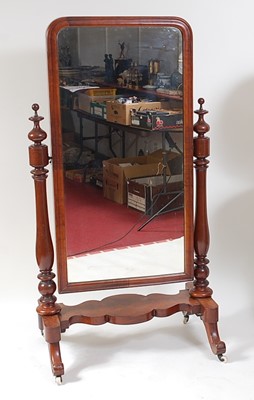 Lot 1497 - A Victorian mahogany cheval mirror, the...