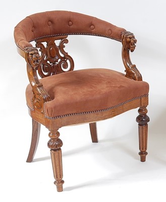 Lot 1551 - A Victorian carved oak tub chair, the U-shaped...