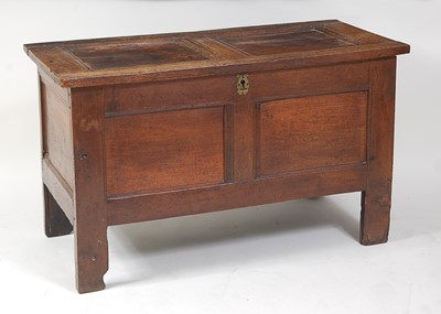 Lot 1525 - A circa 1700 joined oak two panel coffer, the...