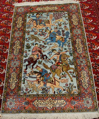 Lot 1502 - A Persian silk rug, late 20th century, the...