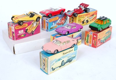 Lot 2323 - Six various boxed Matchbox Superfast diecast...