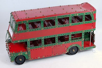 Lot 3212 - Two home-made 1950s red & green Meccano double...