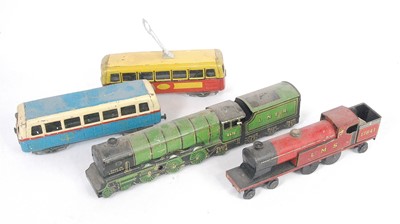 Lot 3254 - Four various loose tinplate locomotive and...