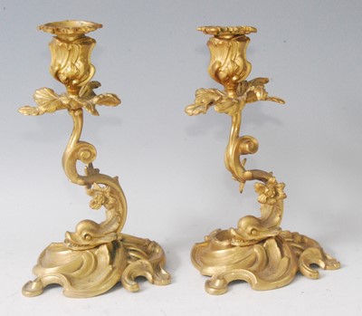 Lot 1315 - A pair of Rococo Revival gilt bronze...