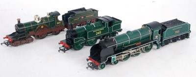 Lot 942 - 3 unboxed Hornby locomotives, gloss green...