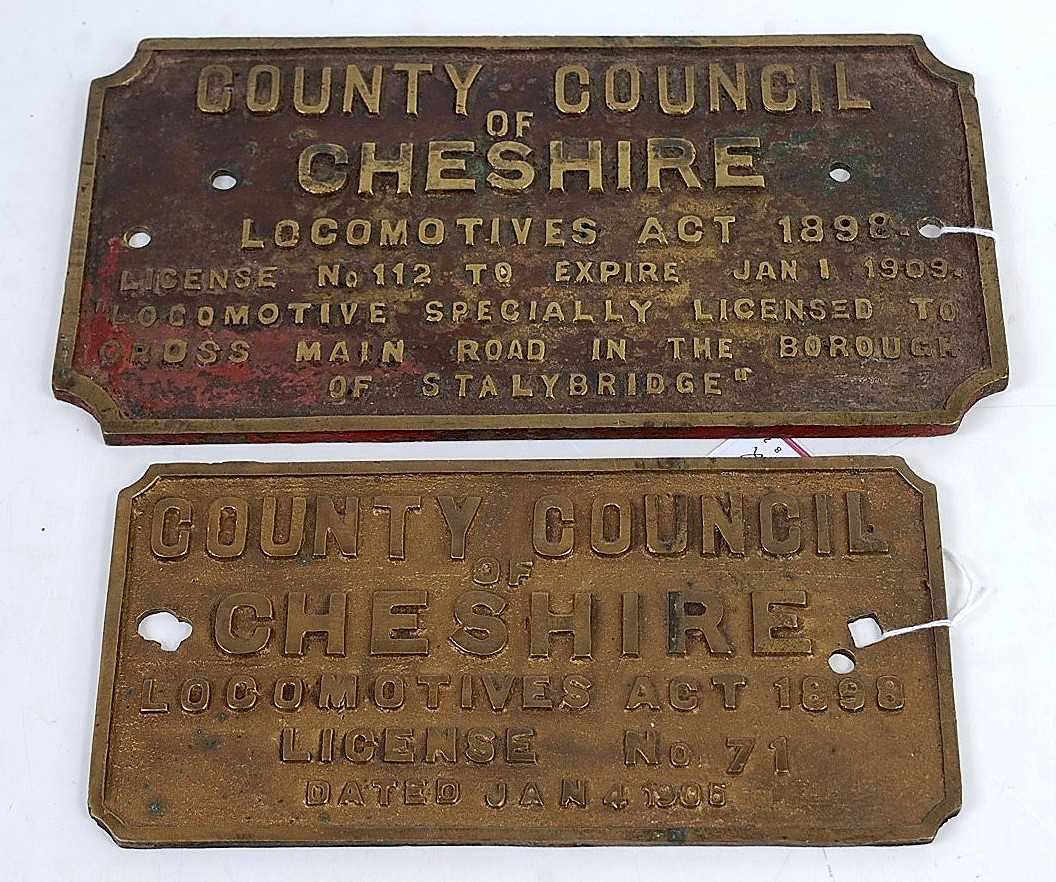 Lot 23 - A cast brass license plate County Council of...