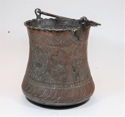 Lot 6 - A late 19th century Persian copper bucket, of...