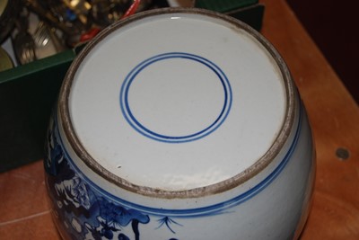 Lot 24 - A Chinese stoneware blue & white ginger jar...