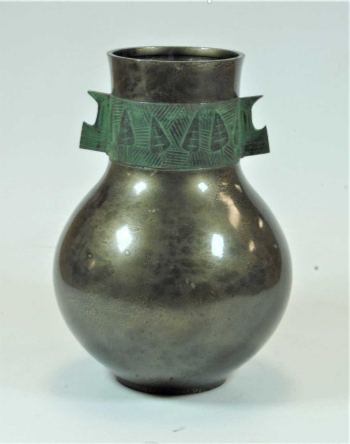Lot 26 - A Japanese Showa period bronze metal vase of...