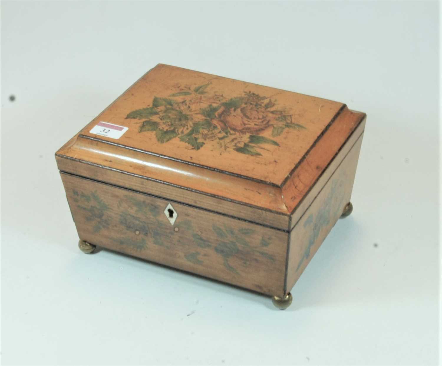 Lot 32 - A Victorian simulated satinwood work box of...