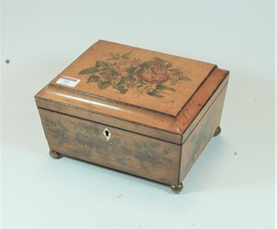 Lot 32 - A Victorian simulated satinwood work box of...