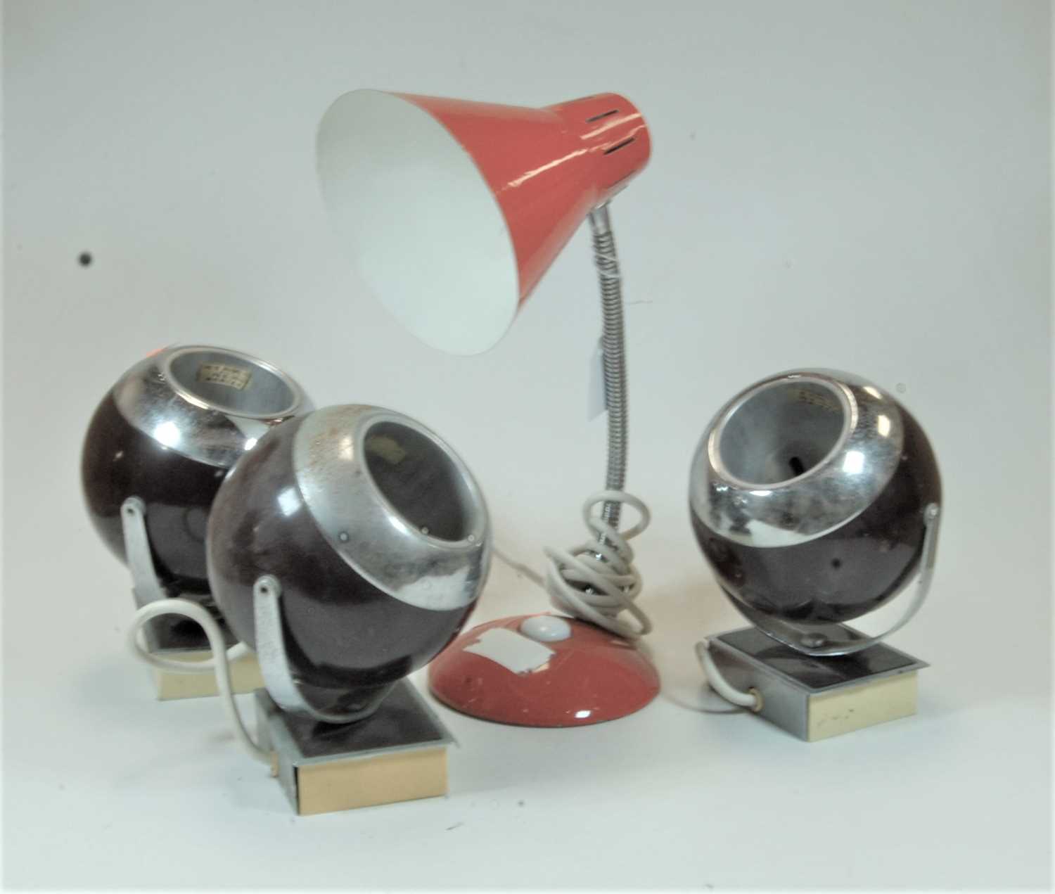 Lot 35 - A set of three 1970s chrome wall mounted...