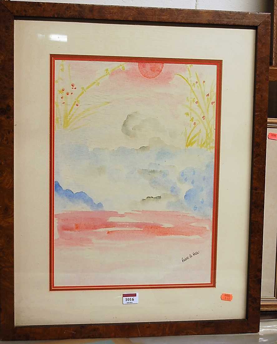 Lot 1001 - P.M. Ross - Untitled, watercolour wash, signed...