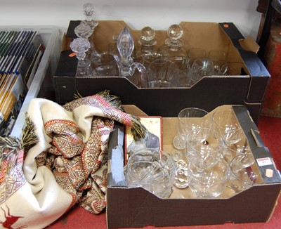 Lot 85 - Two boxes of miscellaneous glassware, to...